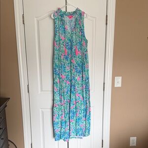 Lilly Pulitzer Vibrant Pink and Blue Maxi Dress